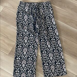 LOFT Navy and White Floral Pants